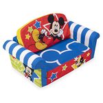 Marshmallow Furniture Kids 2-in-1 Flip Open Foam Compressed Lightweight Lounging Sofa Bed/Extendable Sleeper Couch, Mickey Mouse, Multicolor