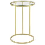 Walker Edison Furniture Company Round Top C Table, Glass/Gold