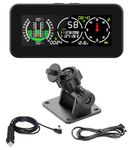 MOTOCOCHE GPS Digital Inclinometer Car Digital Inclinometer for Off-Road Vehicles, DC10-30V Multifunction Vehicle Clinometer with Coordinate Display