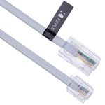 5m RJ11 to RJ45 Cable Ethernet Modem Data Telephone ASDL Patch Lead Broadband High Speed BT Internet Plug 6P4C to 8P8C Flat Network Extension Cord Compatible with Modem, Router, Landline Wire (White)