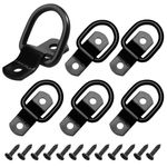 6 Pack D-Ring Tie Downs Cargo Tie Downs Anchors D Lashing Rings, Heavy Duty Truck Tie Down Hooks with Screws for Load Securing in Trailer Truck Boat Cars Kayak (Black)