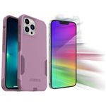 OtterBox Commuter Series Case for iPhone 13 Pro Max (Only) - with Zagg Glass Elite Clear Screen Protector - Non-Retail Packaging - Maven Way (Pink)