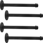 LINKPIPES Shelf Bracket, 4 Pack Floating Shelf Bracket Rustic Wall Mounted, Industrial Pipe Shelving Heavy Duty Support Hardware for Wood (12",Black)