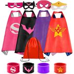 Kids Costumes 4PCS Superhero Capes Set and Slap Bracelets for Boys Dress Up Party Favors (4PCS FOR GIRLS)