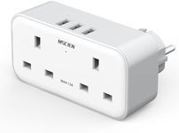 UK to European Plug Adapter with 3 USB, 2 Way Plug Extension with Dual 2 Pin Socket at The Bottom, Travel Adapter Plugs UK to Europe EU, Type E/F Plug Adaptor for Germany France Spain Turkey Greece