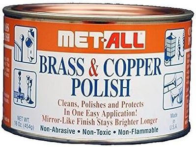 MET-ALL BC-10 Brass & Copper Polish 16oz Cleans, Polishes, Protect Oxidation & Tarnish Removal on Antiques, Rails, Ships, Elevators Leaving Protective Barrier + EXTRA LARGE Microfiber Polishing Cloth