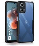 Wow Imagine Shock Proof Clear Protective Back Case For Motorola Moto G34 5G - Airedge Technology | 360 Degree Camera Protection | Transparent Hybrid Back Case Mobile Cover - Black - Poly Carbonate