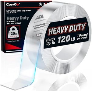 Cosygo Strong Heavy Duty Double Sided Tape, 1.2" x 20FT Extra Large Clear & Tough Removable Nano Tape for Wall Hanging Strip Poster Deco Rug
