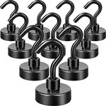 Neosmuk Black Magnetic Hooks, Heavy Duty Earth Magnets with Hook for Refrigerator, Extra Strong Cruise Hook for Hanging, Magnetic Hanger for Cabins, Grill (Black, Pack of 10)