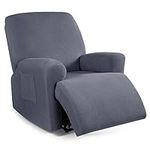 TAOCOCO Recliner Cover 4-Pieces, Recliner Stretch Sofa Slipcover Recliner Cover 1 Seater Couch Protector Soft Furniture Protector Covers with Elastic Chair Covers Jacquard Pattern (Grey)