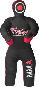 FNine Sports MMA Grappling Dummy, for Judo, Wrestling, Brazilian Jiu Jitsu, Submission and Throwing UNFILLED Canvas Bag (Black Red, 47 Inches (4 feet))