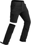 Men's Hiking Convertible Pants Water Resistant Quick Dry Lightweight Zip Off Stretch Outdoor Fishing Pants Black 30W x 30L
