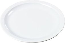 Carlisle FoodService Products Kingline Reusable Plastic Plate Sandwich Plate for Home and Restaurant, Melamine, 7.25 Inches, White, (Pack of 48)