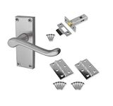 Golden Grace 5 Sets of Victorian Scroll Latch Door Handles Satin Brushed Chrome Hinges & Latches Pack Sets 120MM X 40MM