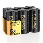 POWEROWL CR123A 3V Lithium Battery, 6 Pcs 123 Batteries (CR123 / CR123A / CR17345)) for sensors, keyless locks, photo flash and flashlights - (Non-Rechargeable)