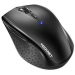 TECKNET Bluetooth Mouse, 4800 DPI Wireless Mouse, Cordless Mice Ergonomic Portable Mouse for Laptop, Computer Mouse with 6 Adjustable DPI, PC Mouse with 24 Month Battery Life, Battery Indicator