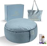 Secret Garden Velvet Meditation Cushion – Large Yoga Cushion to Achieve Full Serenity – Eco-Friendly Buckwheat Hull Filled Meditation Pillow – Yoga Pillows for Sitting on Floor – Free Carry Bag