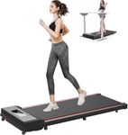 Under Desk Treadmill Walking Pad Portable Flat Slim Machine with Remote Control LCD Display for Home Office Gym Use, Installation Free (Red)