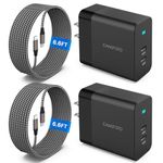 2Pack 45W Super Fast Charger Type C, 2Port 45W USB-C Charger Android Phone Charger Fast Charging for Samsung Galaxy S24 Ultra/S24+/S24/S23 Ultra/S23+/S22/S20/Note10+/Tab S9 with 2X 6.6ft Type C Cord