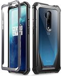 Poetic Rugged Clear Case Compatible with OnePlus 7 Pro, Full-Body Hybrid Shockproof Bumper Cover, Built-in-Screen Protector, Guardian Series, Black/Clear