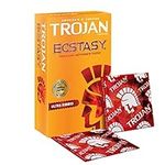 Trojan Ecstasy Ultra Ribbed and Lubricated Condoms with Premium Quality Latex, Pack of 10