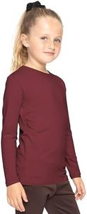 Girl's Long Sleeve Crew Neck Top Burgundy Small