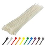 Gocableties White Cable Ties, 300mm x 3.6mm, Pack of 100, 12" Premium Nylon Zip Ties Clear/Natural, Multi-Purpose Plastic Tie Wraps, Secure Self-Locking Mechanism, for Home, Garden, Office and DIY