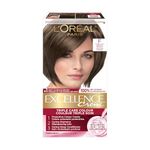 L'Oréal Paris Excellence Crème Hair Dye with Hyaluronic Acid, Medium Brown F, Hair Color for Women, 100% Grey Coverage, Long Lasting Rich Colour, Hair Dye Kit, 1EA