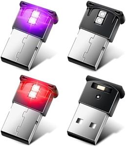 Linkstyle 4PCS Mini USB LED Atmosphere Light, 8-Color RGB Car Interior Light, Adjustable Brightness, Universal 5V Lamp