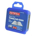 Faithfull FAITKB100UK 100 Heavy-Duty Utility Knife Blades With Storage Box, Made in UK, Black