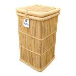 Al Fly Laundry Basket For Clothes With Lid | Laundry Box Wood Storage Big Size | Wooden Picnic Hamper | Baby Toys Storage Organizer With Sitting (Bamboo Cane Eco-Friendly)