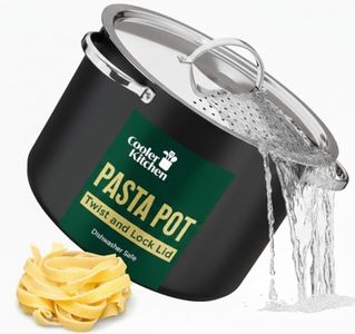 Cooler Concepts Pasta Pot with Strainer Lid - 5.5 Quart Large Spaghetti Pot - Twist & Lock for Easy Drain & No Colander Or Strainer Basket Insert Needed - Dishwasher Safe Pots
