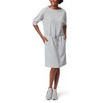 Anne Klein Sport Womens Azariah Tie Dye Ribbed Trim T-Shirt Dress, Heather Grey, Large