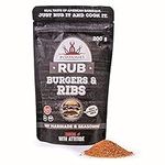 Poppamies Burgers & Ribs BBQ Rub, Dry Marinade & Seasoning Perfect for Beef, Pork - Great in The Grill, Oven, Boiler and Pan - Best American Barbecue- Large Pack (200g)