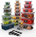 Feshory Large Size Airtight Food Storage Containers Set - BPA Free Meal Stackable Clear Prep Containers, Lunch Box, Fridge Organiser with Leak Proof Lids for Kitchen Storage & Organisation (30-Pack)