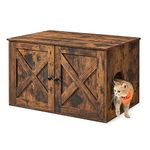 FEANDREA Litter Box Enclosure, Cat Litter Box Furniture Hidden, with Removable Divider, Wooden Cat Washroom Furniture,Indoor Cat House, Rustic Brown UPCL002X01