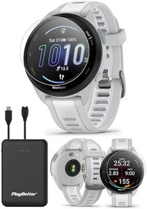 PlayBetter Garmin Forerunner 165 (Mist Gray/Whitestone) Running GPS Smartwatch Bundle - AMOLED Touchscreen, 11-Day Battery, Training & Recovery - Includes Screen Protectors & Portable Charger