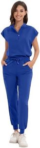 GGEH Scrub for Women Set - Stretch Scrub Top & Jogger Pants Mandarin Collar Anti-Wrinkle Scrub Suit Medical Uniform (Royal Blue, X-Large)