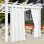 RYB HOME Outdoor Curtains for Gazebo, Waterproof Thermal Insulated Panels UV Ray Protection Room Darkening for Patio Grill Cabana Party Swimming Pool, White, W55 x L84 inches, 2 Pieces