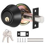 Faankiton Deadbolt Lock Set, Entrance Deadbolt Lock with Keys, Cylinder Deadbolt Lockset, Single Cylinder Deadbolt Lock, Single Cylinder Deadbolt, Latching Invisible Lock for Bedroom, Bathroom(Black)