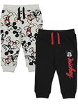 Disney Mickey Mouse Toddler Boys 2 Pack Drawstring Pants Black and Grey 3T