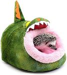 Winterworm Soft Plush Pet Cave Pet Bed with Removable Pad for Hamster Hedgehog Guinea Pig Baby Cat (Crocodile, L)