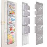 Over Door Organizer and Storage, Toy Hanging Container with 4 Removable Clear Bins, Nursery Closet Cabinet Baby Room Wall Stuffed Animal Bag Case for Bathroom, Bedroom and Pantry