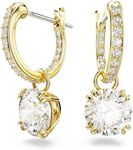 Swarovski Stilla Hoop Earrings, White Round Cut and Pavé Crystals in a Gold-Tone Plated Setting