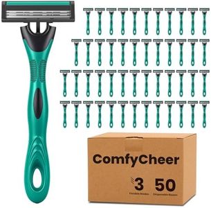 Comfycheer 50 count Disposable Razors for Men,3-Blade Razors,Bulk Stainless Steel Shavers with Lubricating Strip for Shaving Sensitive Skin