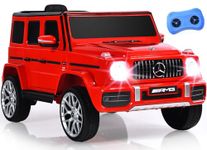 INFANS Licensed Mercedes Benz G63 Kids Ride On Car, 12V Electric Vehicle with Remote Control, Double Open Doors, Music, Bluetooth, Wheels Suspension, Battery Powered for Children Boy Girl (Red)