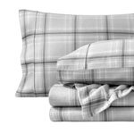 Bare Home Flannel Sheet Set Prints, 100% Cotton, Velvety Soft Heavyweight - Double Brushed Flannel for Extra Softness & Comfort - Deep Pocket - Bed Sheets (Split King, Tartan Plaid)