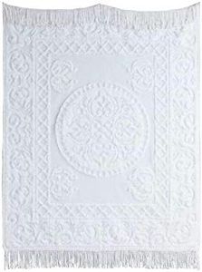 Beatrice Home Fashions Medallion Chenille Bedspread, Throw, White