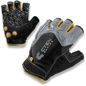 CTEN Series Gaming Gloves - Great Comfort and Grip, Perfect Gaming Gloves for Sweaty Hands, Ideal Gamer Gloves for PC, VR Gloves, Gray-Gold-Small