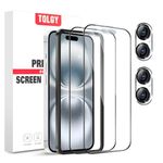 TQLGY 2 Pack Matte Screen Protector for iPhone 16 Plus with Camera Lens Protector, Military Grade Shatterproof, Full Coverage 9H Tempered Glass, HD Clear, Anti-Glare, Anti-Fingerprint, Ultra-Smooth